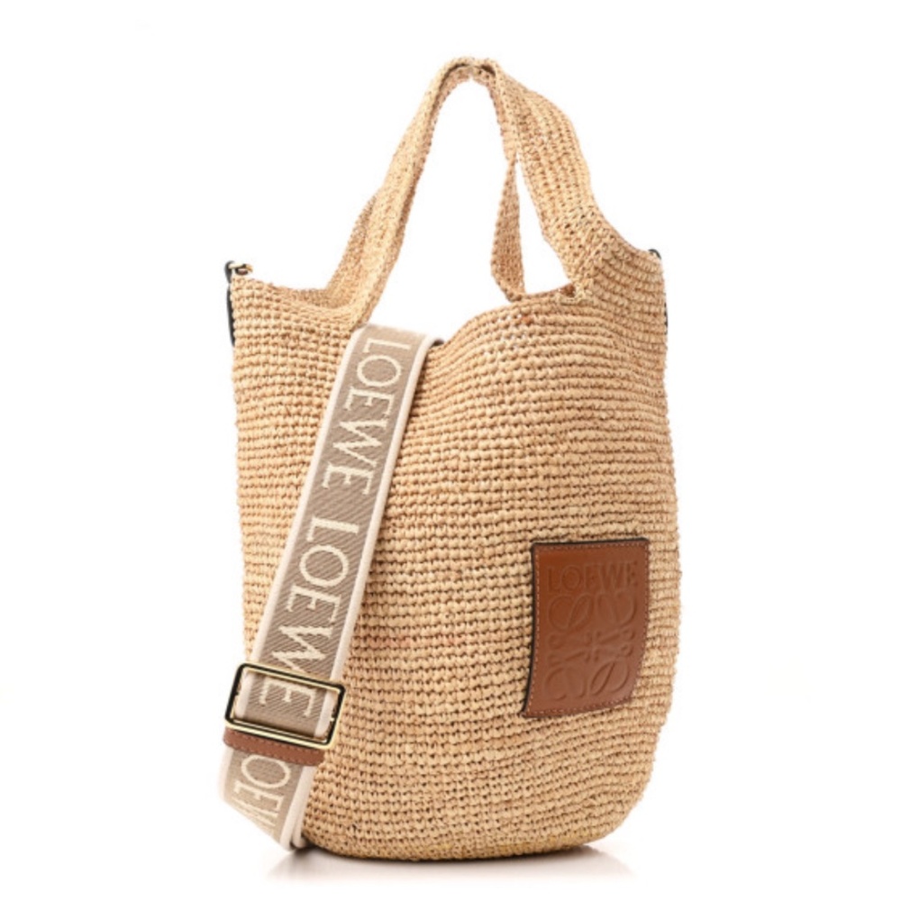 Loewe Raffia Mini Slit Tote Bag Natural Tan